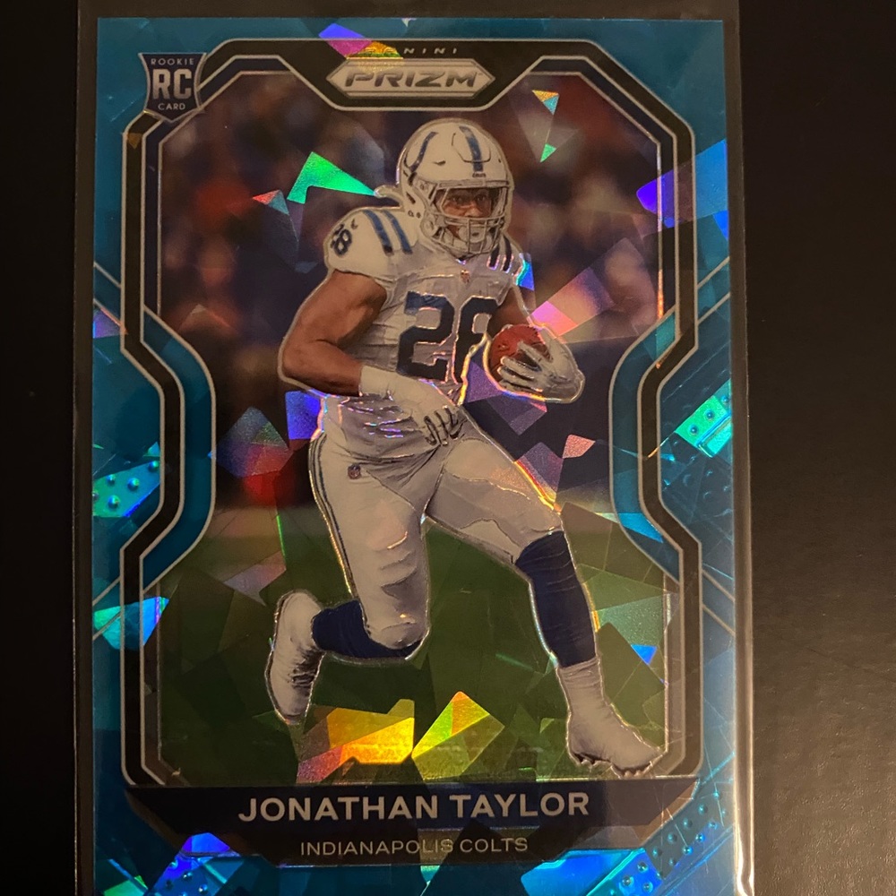 Panini Prizm Jonathan Taylor Blue Cracked Ice Rookie Card 63/99